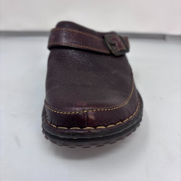 Born Brown Leather slip-on clog mule wedge shoes Woman's size 7 - Picture 10 of 16